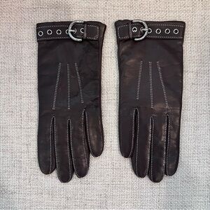 Coach Dark Brown Leather Gloves